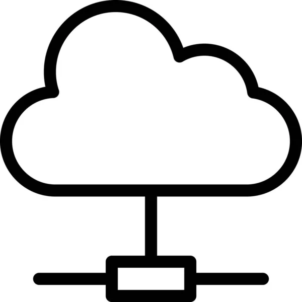 Cloudsharing Icône Datacenter Base Données Dans Style Contour — Image vectorielle
