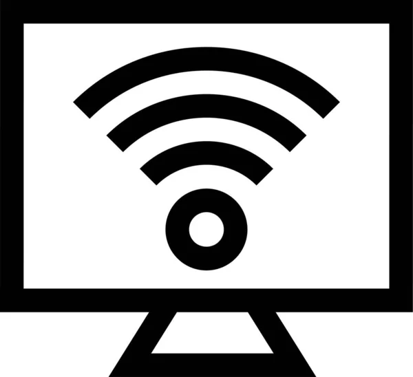 Écran Signal Wifi Icône Dans Style Contour — Image vectorielle