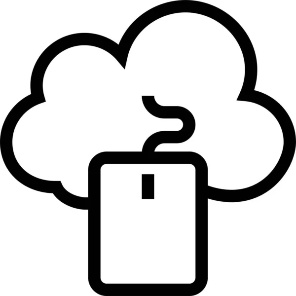 Klik Cloud Computer Icoon Grote Lijnen — Stockvector