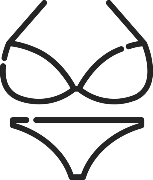 Strand Bikini Divat Ikon Vázlatos Stílusban — Stock Vector