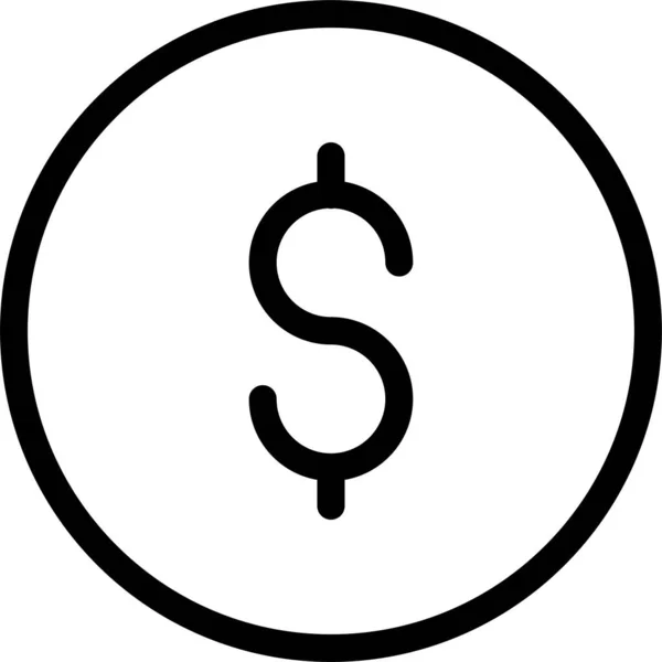 Pièce Monnaie Dollar Icône Dans Style Contour — Image vectorielle