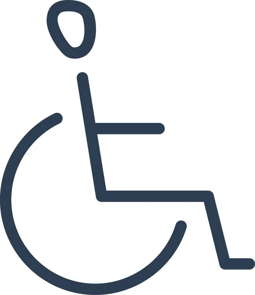 Sedia Disabili Icona Handicap Stile Contorno — Vettoriale Stock