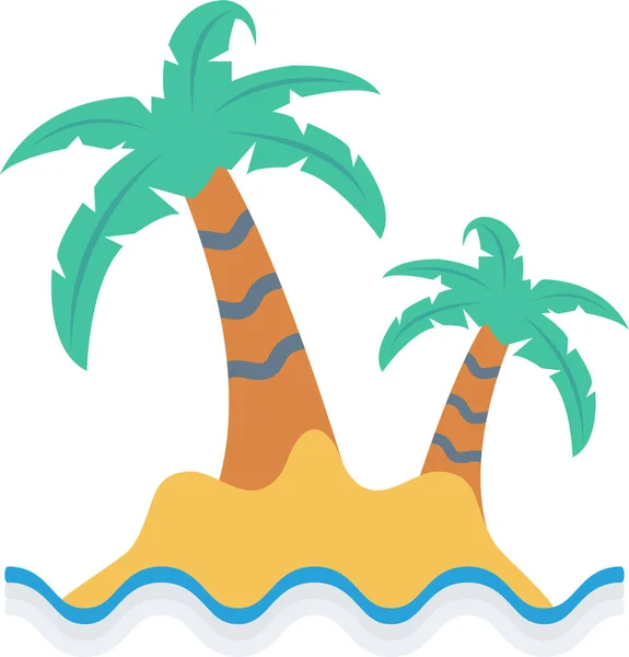 Beach Nature Ocean Icon Flat Style — Vetor de Stock