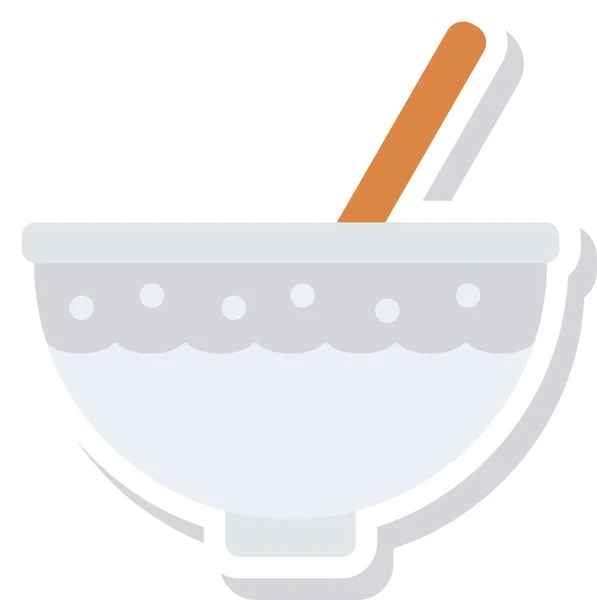 Schüssel Essen Mischungssymbol Flachen Stil — Stockvektor
