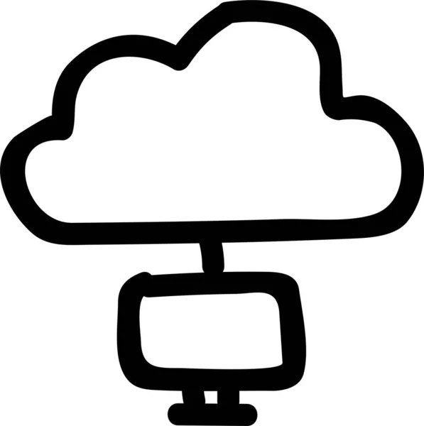 Business Cloud Communiceren Pictogram Handgetekende Stijl — Stockvector