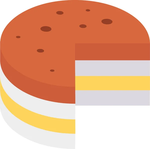 Gâteau Dessert Icône Nourriture Dans Style Plat — Image vectorielle
