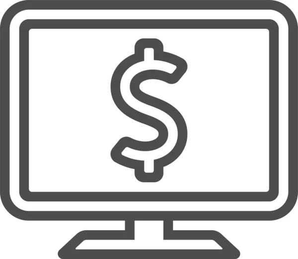 Computer Monitor Finance Money Icon Outline Style — 图库矢量图片