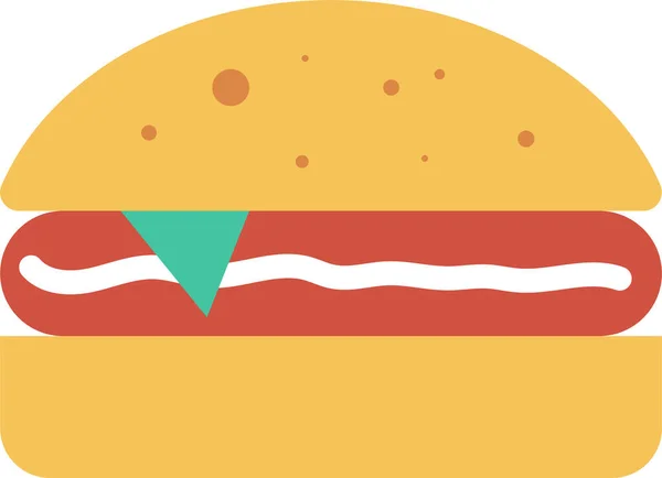 Hamburger Kuřecí Rychlá Ikona Plochém Stylu — Stockový vektor