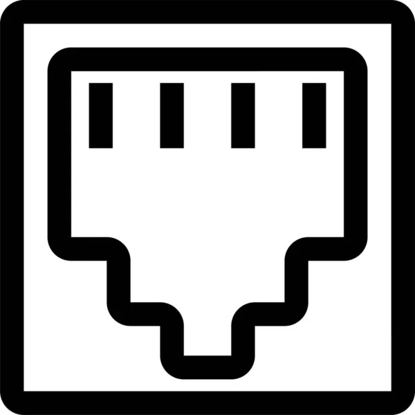 Значок Порта Ethernet Rj45 Стиле Наброска — стоковый вектор