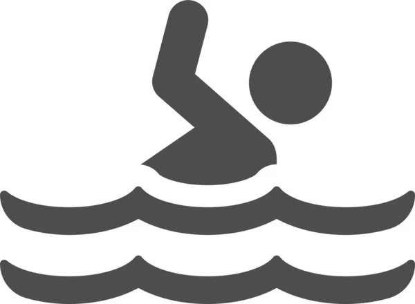 Muž Bazén Plavat Ikona Pevném Stylu — Stockový vektor