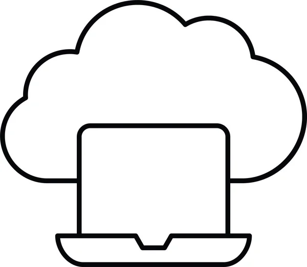 Cloud Laptop Notebook Icoon Outline Stijl — Stockvector