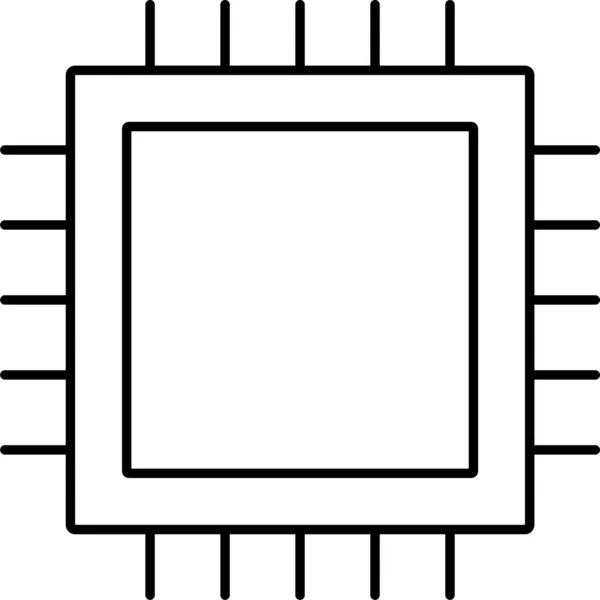 Chip Cpu Elektronisk Ikon Konturstil — Stock vektor