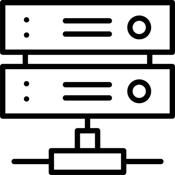 Icône Serveur Mainframe Base Données Dans Style Contour — Image vectorielle