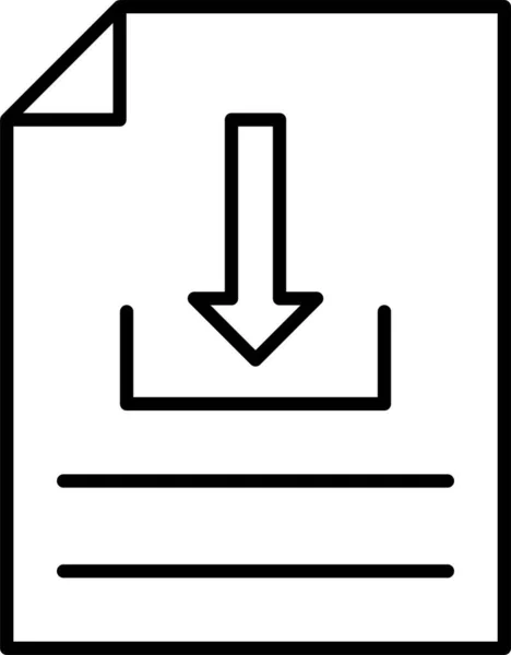 Document Télécharger Icône Fichier Dans Style Contour — Image vectorielle