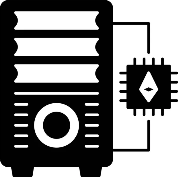 Chip Desktop Mainframe Icon Solid Style — Vetor de Stock