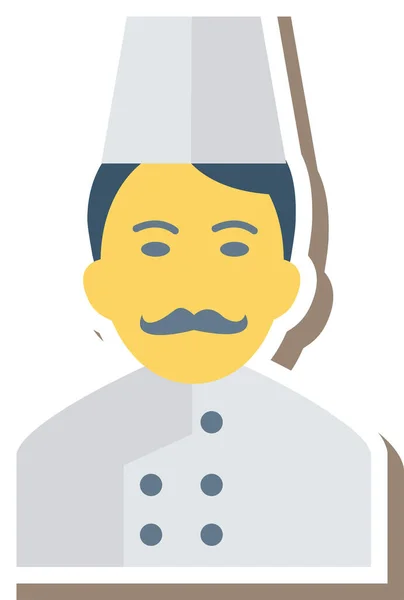 Avatar Chef Cuisinier Icône Dans Style Plat — Image vectorielle