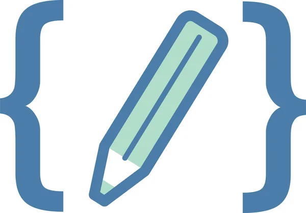 Brakets Branding Pencil Icon Flat Style — Stock Vector
