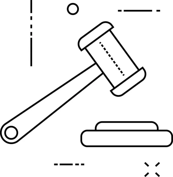 Gericht Hammer Justiz Ikone Outline Stil — Stockvektor