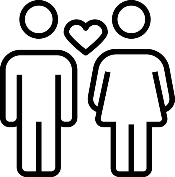 Female Love Man Icon Outline Style — Stock Vector