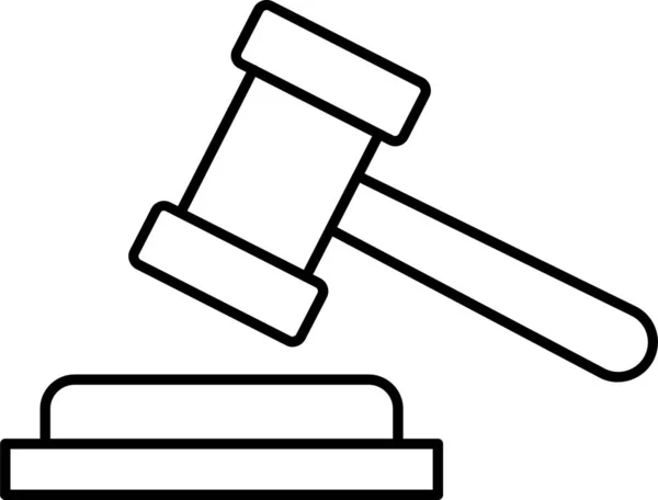 Hammer Law Νομική Εικόνα Στυλ Περίγραμμα — Διανυσματικό Αρχείο