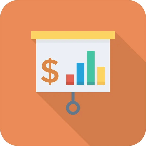 Business Chart Grafiek Pictogram Lange Schaduw Stijl — Stockvector