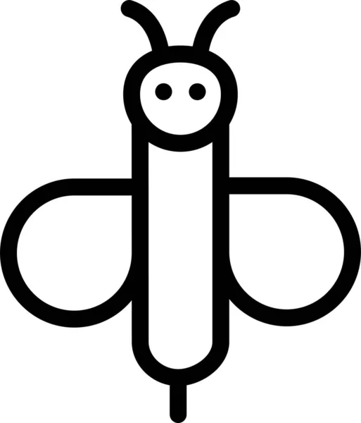 Icône Mouche Abeille Bug Dans Style Contour — Image vectorielle
