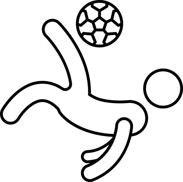 Fußballspiel Kick Ikone Outline Stil — Stockvektor