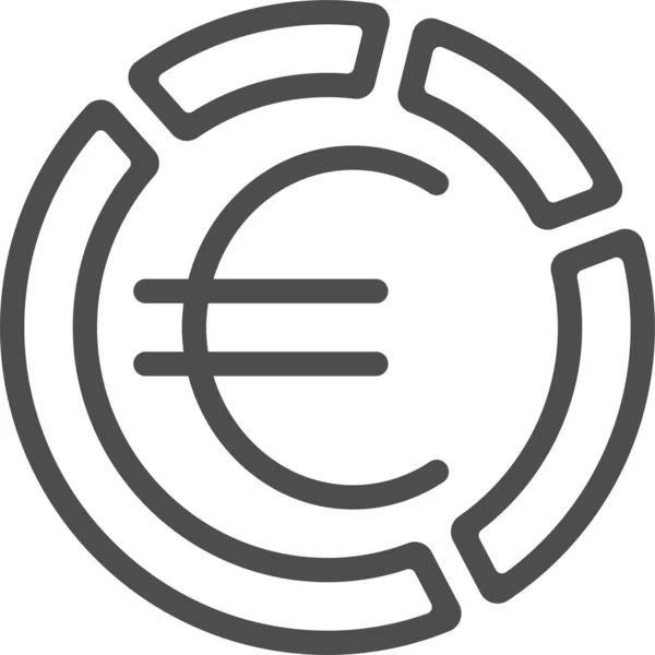 Gráfico Euro Gráfico Icono Estilo Esquema — Vector de stock