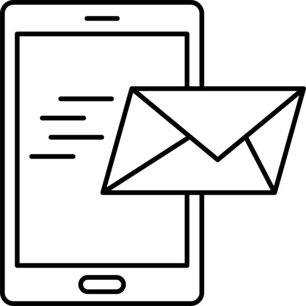 Message Mail Icône Mobile Dans Style Outline — Image vectorielle