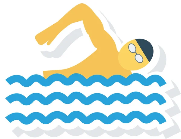 Piscina Deportes Nadador Icono Estilo Plano — Vector de stock