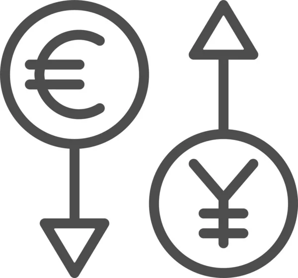 Icono Moneda Conversión Flecha Estilo Esquema — Archivo Imágenes Vectoriales