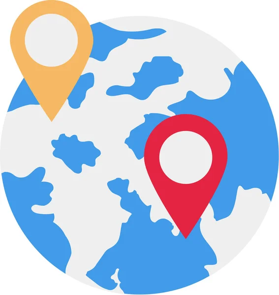 Global Gps Pin Icon Flat Style — Vettoriale Stock