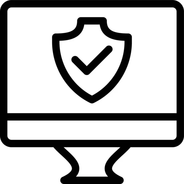 Antivirus Lcd Monitor Icon Outline Style — Vettoriale Stock