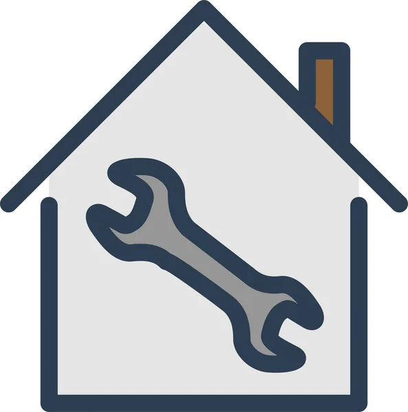 Building Service House Renovation Icon Filled Outline Style — Vettoriale Stock