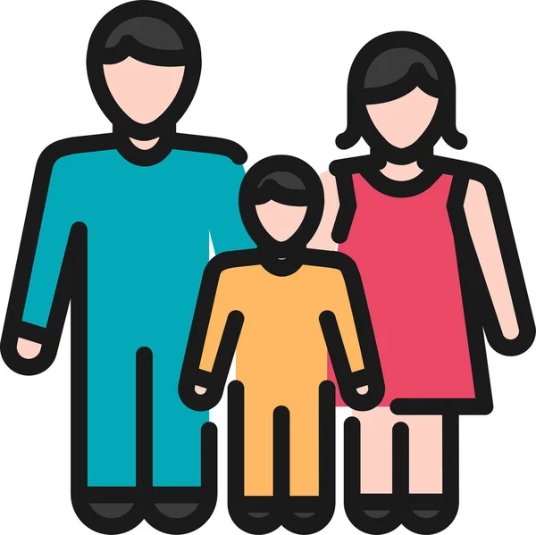 Ícone Saúde Família Infantil Estilo Esboço Preenchido —  Vetores de Stock