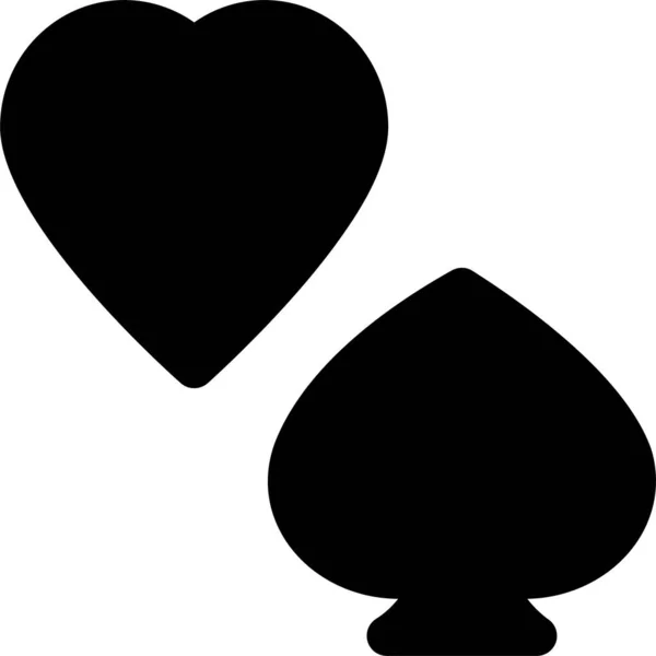 Παιχνίδι Καρδιά Εικονίδιο Playingcard Στερεό Στυλ — Διανυσματικό Αρχείο