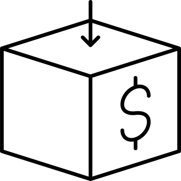 Box Dollar Icon Outline Style — Vettoriale Stock