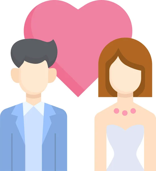 Bride Couple Female Icon Love Romance Category — Stockvektor