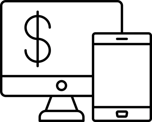 Devices Online Pay Icon Outline Style — стоковый вектор