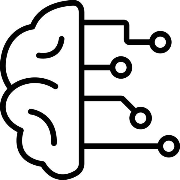 Ikone Der Künstlichen Gehirnintelligenz Umrissen — Stockvektor