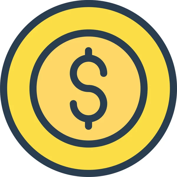 Значок Доллара Наличными Стиле Заполненного Контура — стоковый вектор