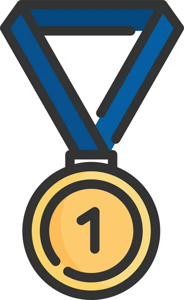 Icono Medalla Campeón Premios Estilo Contorno Lleno — Archivo Imágenes Vectoriales