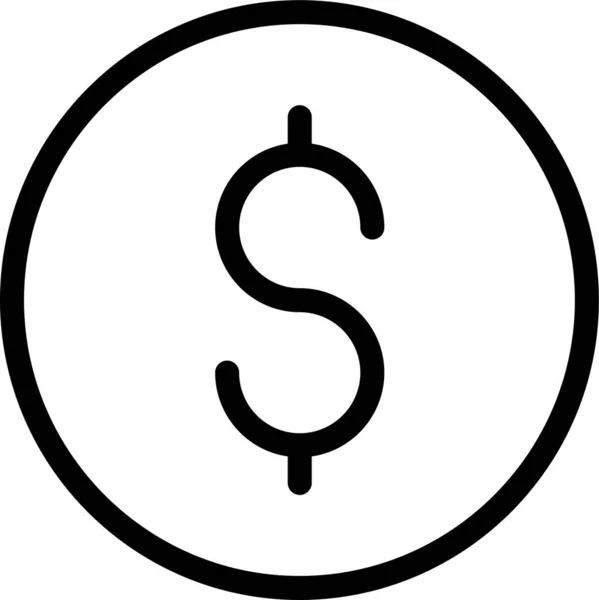 Münze Dollar Verdienen Symbol Umriss Stil — Stockvektor