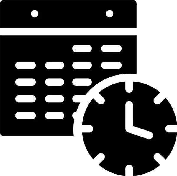 Kalender Klok Datum Pictogram Massieve Stijl — Stockvector