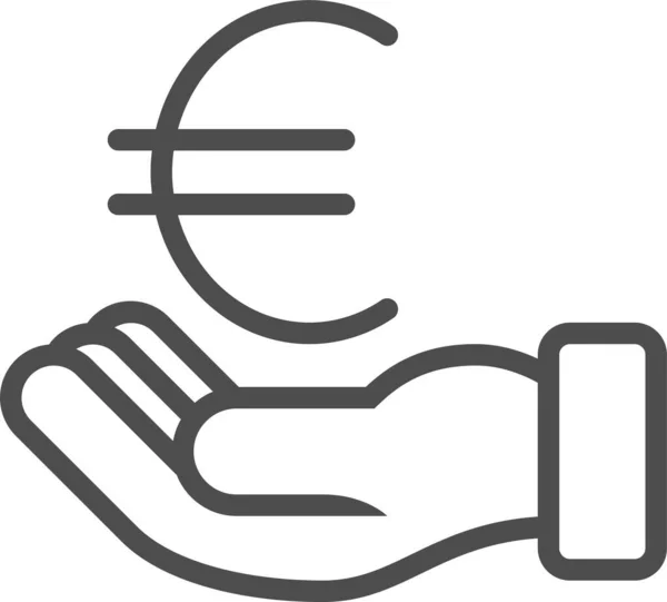 Euro Financiering Hand Icoon Grote Lijnen Stijl — Stockvector