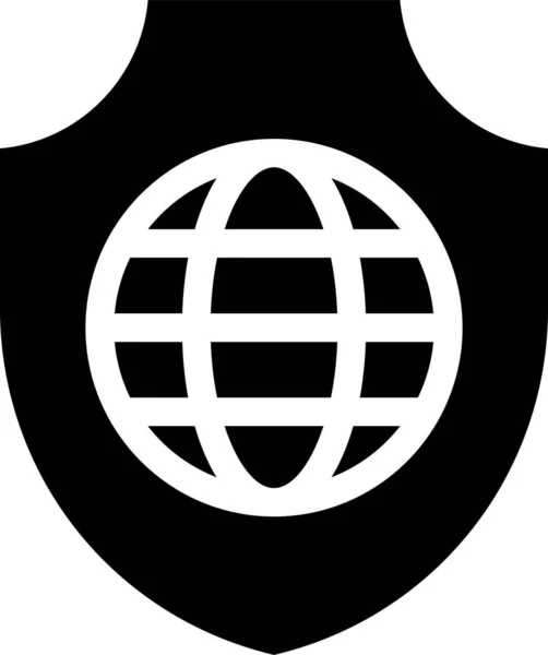 Icona Protezione Internet Brwoser Stile Solido — Vettoriale Stock