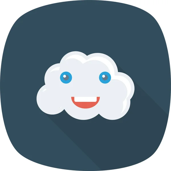 Ícone Face Emoji Nuvem Estilo Plano — Vetor de Stock