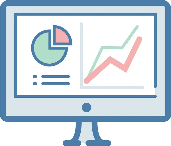 Ícone Monitoramento Gráfico Analítico Estilo Plano — Vetor de Stock