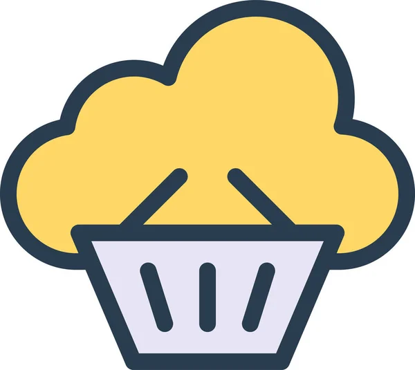 Basket Cloud Database Icon Filled Outline Style — Stockvektor