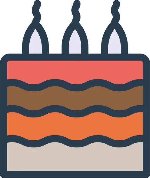 Іконка Свічки Торта День Народження Заповненому Стилі — стоковий вектор